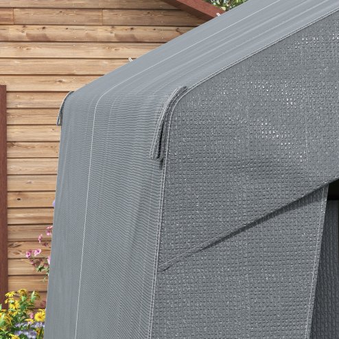 Outsunny 3 x 3(m) Garden Storage Tent, Portable Shed with Heavy Duty Galvanised Steel Frame, Ventilation Window, Roll-up Zipper Door, for Bike, Motorbike, Garden Tools, Dark Grey