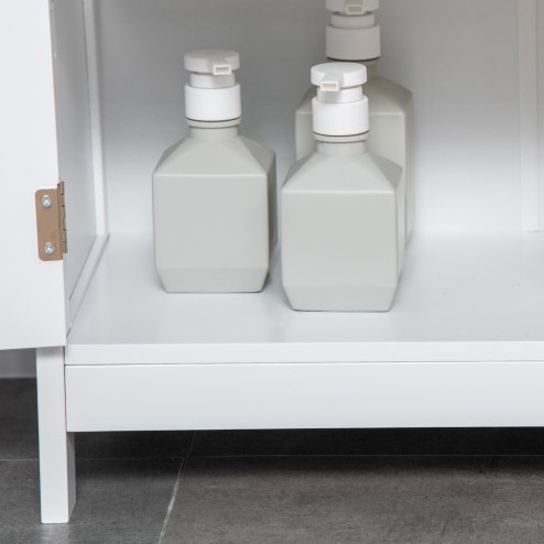 kleankin Narrow Bathroom Cabinet, Slim Bathroom Storage Unit with Adjustable Shelves, Freestanding Storage Cupboard 60 x 30 x 80 cm