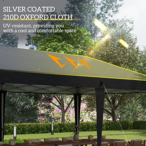 Outsunny Pop Up Gazebo 3 x 6m, Foldable Canopy Tent, Height Adjustable Wedding Awning Canopy w/ Carrying Bag, Black