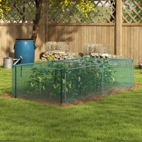 Outsunny 8' x 4' Crop Cage, Plant Protection Tent with Zipped Door and Galvanised Steel Frame, Fruit Cage Netting Cover for Garden and Outdoors Green