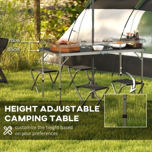 Outsunny 4ft Folding Picnic Table and Chairs, Portable Camping Table and Chairs Outdoor Indoor Use for BBQ Picnic Garden Parties