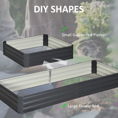 Outsunny 120 x 80cm/241L x 90.5cm Galvanised Raised Garden Bed, Metal Elevated Planter Box with Open Bottom, Outdoor Flower Pot for Growing Flowers, Herbs, Grey