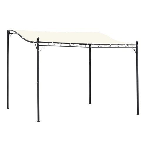 Outsunny 3 x 3 Meters Canopy Metal Wall Gazebo Awning Garden Marquee Shelter Door Porch, Cream White