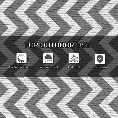 Outsunny 121 x 182 cm(4x6ft) Outdoor Rug Reversible Mat Plastic Straw Rug Portable RV Camping Mat for Garden Deck Picnic Indoor, Light Grey & White