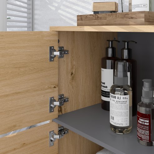 HOMCOM Bathroom Storage Unit, Bathroom Storage Cabinet, Freestanding Bathroom Cabinet with Open Compartments and Double Doors