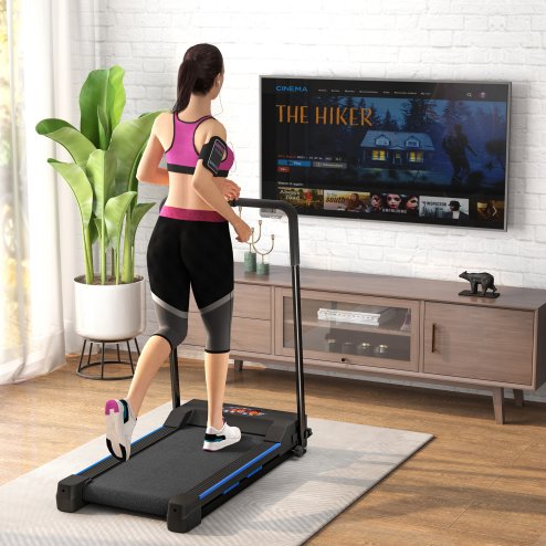 HOMCOM Folding Treadmill Walking Pad, 1-6km/h Treadmill Walking Machine, with Remote Control and LCD Display for Home Gym Office, Blue