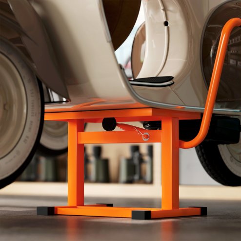 DURHAND 150KG Steel Motorcycle Lift Rubber Platform, Crank Lift Manual Repair Clean Hoist Table Assist Off-Road Dirt Bike Stand, 27.5/39.5H cm, Orange