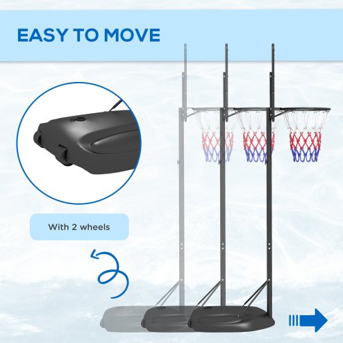 SPORTNOW Height Adjustable Basketball Hoop and Stand, Free Standing Portable Basketball Hoop System with Weighted Base and Wheels, for Kids Junior Adults, 1.7-2.3(m)