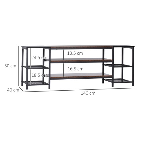 HOMCOM TV Unit Cabinet for TVs up to 60 Inches, Industrial TV Stand with Storage Shelves for Living Room