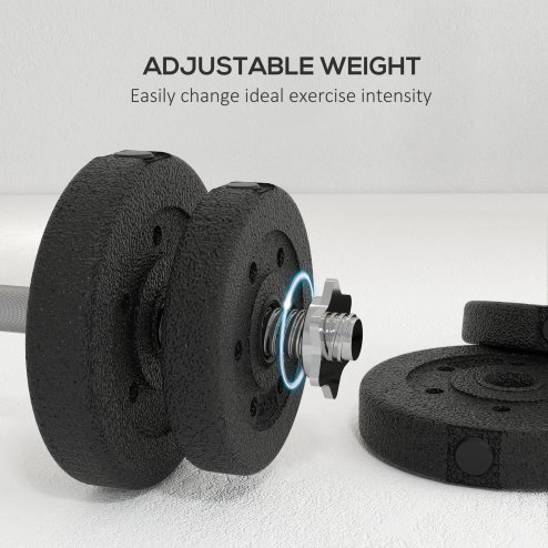 HOMCOM 30KG Adjustable Weights Dumbbells Set, Dumbbell Hand Weights for Home Office Gym Body Fitness Lifting Training, Black