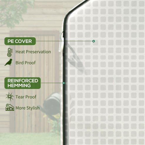 Outsunny Walk-in Greenhouse Cover Replacement with Roll-up Door and Mesh Windows, Reinforced PE Hot House Cover, COVER ONLY, 140 x 143 x 190cm, White