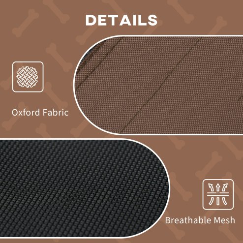 PawHut Raised Dog Bed Waterproof Elevated Pet Cot with Breathable Mesh UV Protection Canopy Brown, for Large Dogs, 92 x 76 x 90cm