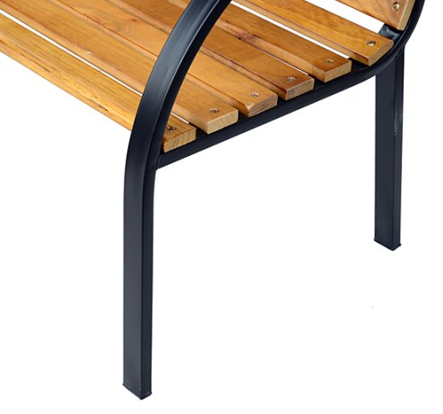 Outsunny Wooden Garden Bench Park Chair 2 Seater Love Seat Chair Outdoor Patio Porch Furniture w/ Sturdy Steel Frame