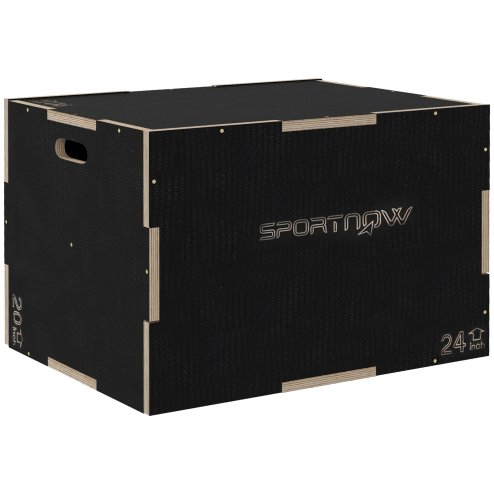 SPORTNOW 3-in-1 Wooden Plyo Box, Anti-Slip Plyometric Jump Platform, Step Up Exercise Box with Handle Openings for Home Gym, Workout Training, 51/61/76cm