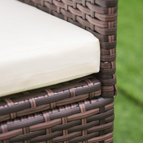 Outsunny 4 Pieces Outdoor PE Rattan Dining Chairs Set with Cushion, Garden Armchair with Armrests, High Backrest, Metal Frame Patio Wicker Furniture, Deep Coffee