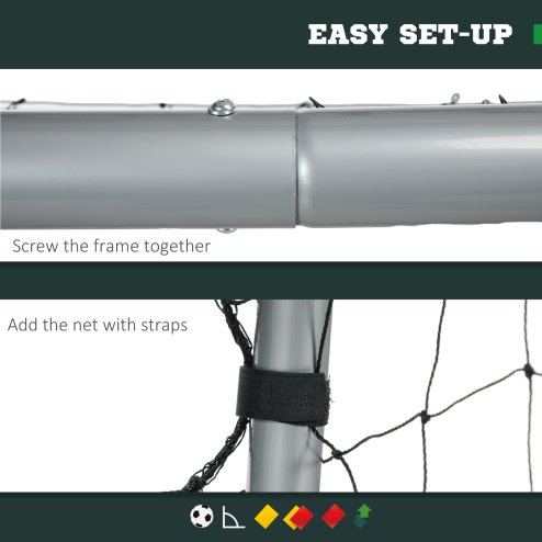 SPORTNOW 8ft x 5ft Football Goal, Football Net for Garden, Training Goal with Ground Stakes, Steel Frame