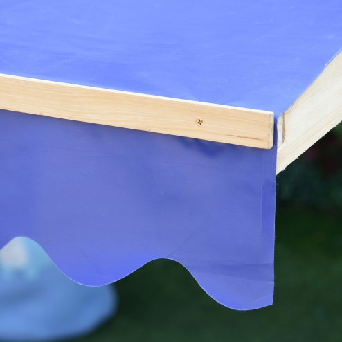 Outsunny Kids Wooden Sand Pit Sandbox Children Square Outdoor Playset Adjustable Canopy Bench Seat 120x120x120cm