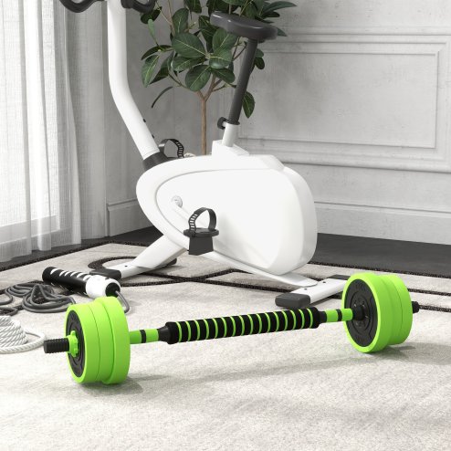 SPORTNOW 4-in-1 Adjustable Weight Dumbbells Set, Used as Barbell, Kettlebell, Push up Stand, Free Weights Set for Men and Women Home Gym Training, 20KG, Green