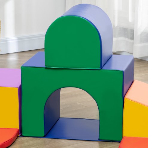 HOMCOM 7 Pieces Foam Soft Play Set Kids Indoor Climbers Play Structures Toddler Educational Play