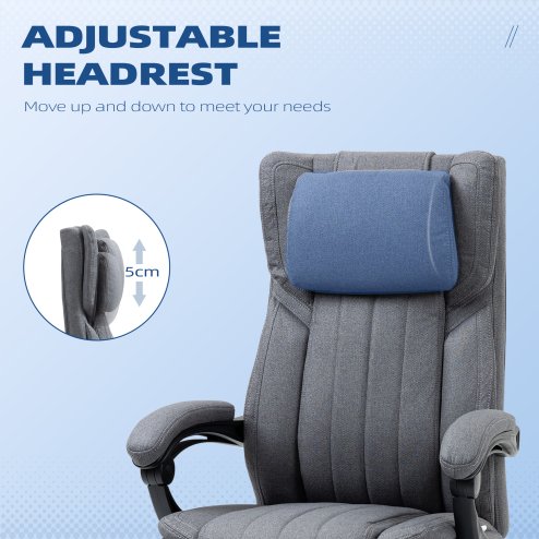 HOMCOM Executive Office Chair, High Back Computer Desk Chair with Adjustable Headrest, Footrest, Reclining Office Chair, Dark Grey