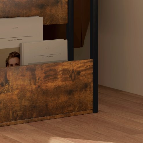 HOMCOM Side Table, Narrow Bedside Table with 2 Storage Shelves, Industrial Sofa End Table with Metal Frame for Living Room, Bedroom, Rustic Brown