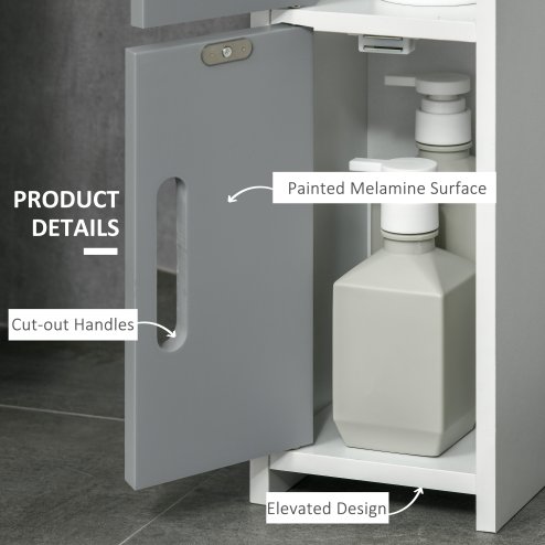 kleankin Modern Bathroom Storage Cabinet, Freestanding Tall Bathroom Cabinet with Open Shelves and 3 Cupboards with Door, for Bedroom Hallway