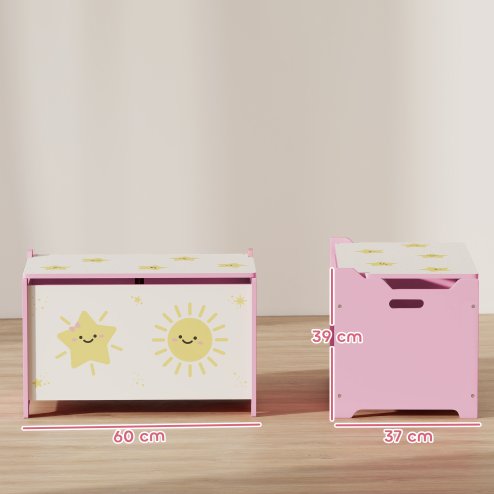 AIYAPLAY Toy Box with Lid, Toy Chest with Safety Hinges for Kids Boys Girls, Kids Storage Box for Living Room, Playroom, Nursery, Bedroom, Pink