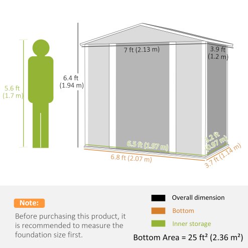 Outsunny 7 x 4ft Garden Shed, Easy to Assemble, Upgraded Galvanised Steel Frame with Foundation Kit, Double Doors with Lock, Outdoor Metal Shed with Vents and Gloves, Garden Storage Shed, Light Grey