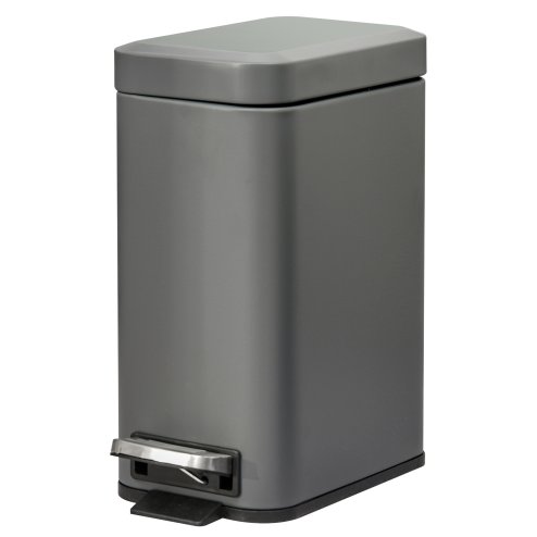 HOMCOM 5L Rectangular Compact Bin Steel Body Removable Bucket Quiet-Close Lid w/ Pedal Lid Rubbish Trash Can Home Office Bedroom Bathroom Living Room Garbage Tidy Clean 