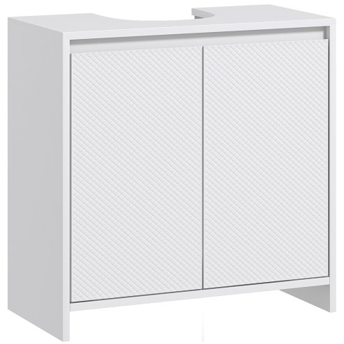 HOMCOM Under Sink Bathroom Cabinet, Freestanding Under Sink Cabinet with 2 Doors and Shelf for Basin without or with Pedestal, White