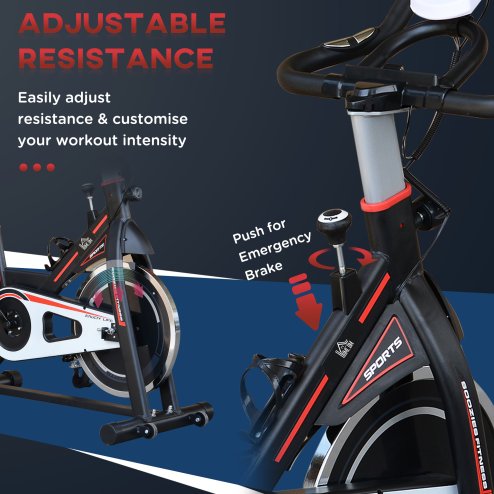 HOMCOM Exercise Bike, Indoor Stationary Bike with 8kg Flywheel, Heart Rate Sensor and LCD Monitor, Cycling Bike for Home, Gym, Office, Cardio Workout - Black