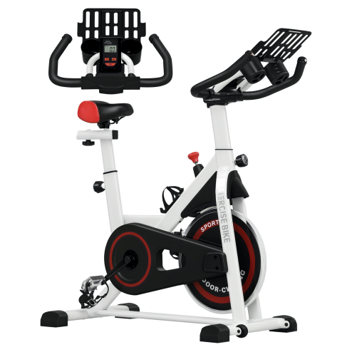 HOMCOM Upright Exercise Bike 8kg Flywheel Indoor Training Cycling Machine Stationary Workout Bicycle with Adjustable Resistance Seat Handlebar LCD Display for Home Gym, White