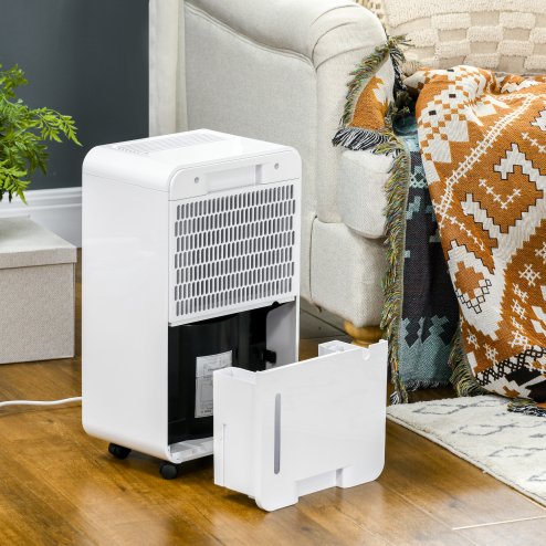 HOMCOM 10L/Day 2000mL Portable Quiet Dehumidifier with Air Purifier Filter, 24H Timer, 5 Modes, Electric Moisture Air Dehumidifier for Home Laundry Basement, White