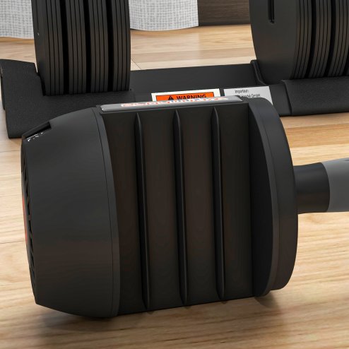 SPORTNOW 24KG Single Adjustable Dumbbell, 4-in-1 Weights with Storage Tray and Non-Slip Handle, Home Gym Fitness Equipment, Black