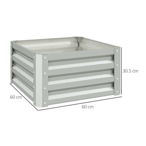 Outsunny Set of 2 Raised Garden Bed, Outdoor Planter Box with Galvanised Steel Frame for Growing Vegetables, Flowers and Herbs, 60 x 60 x 30.5 cm, Light Grey