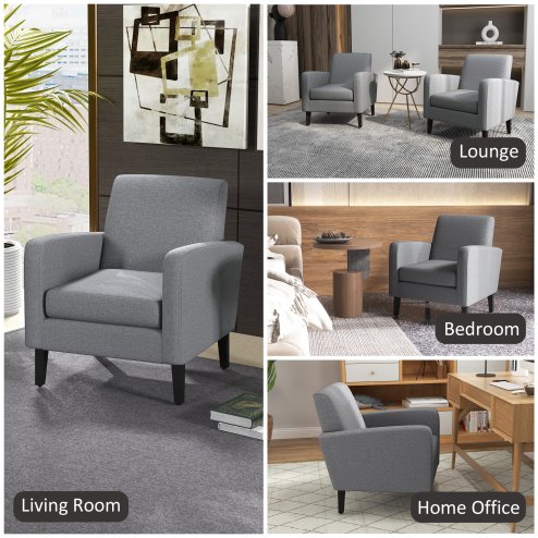HOMCOM Modern Wingback Living Room Chair, Upholstered PU Leather Accent Armchair,  Single Sofa Chair with Lounge Seat and Wood Legs for Bedroom/Office/Reading Spaces