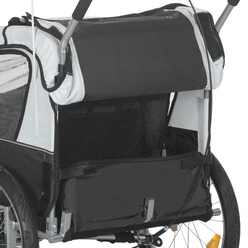 HOMCOM 2 Seat Bike Trailer for Kids, Baby Bike Stroller with 5 Point Harness, Child Bicycle Trailer with Safety Flag, Reflectors, Windproof Curtain, for 18+ Months, Black
