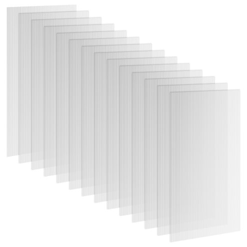 Outsunny 14 Pieces Polycarbonate Sheets, 121 x 61 x 0.4cm Twin-Wall Plastic Roofing Sheets, 10m? Replacement Greenhouse Panels, Waterproof and UV Protection, Clear