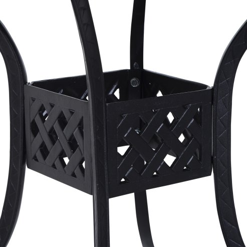 Outsunny 90 x 90cm Square Garden Dining Table with 46.5mm Dia. Umbrella Hole, Cast Aluminium Outdoor Dining Table, Grid Motif Outdoor Table for Garden, Patio, Porch, Black