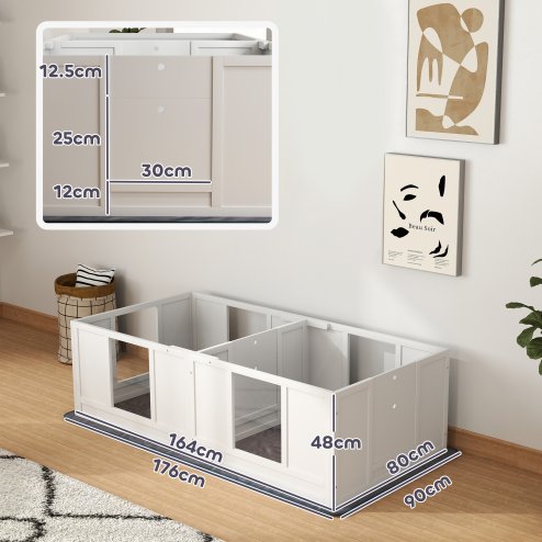 PawHut Whelping Box for Dogs with Water-Resistant Washable Whelping Pad, Dog Whelping Box with Clear Panels, Adjustable Entrance, Two Room Design, Non-Slip Foot Pads, for Small Dogs, 164 x 80cm