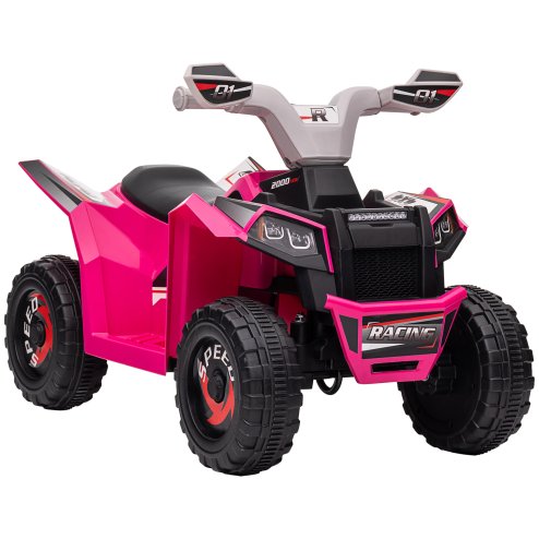 HOMCOM 6V Electric Quad Bike Kids Ride On All Terrain Vehicle with Forward Backward Function, for Ages 18-36 Months - Pink