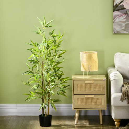HOMCOM Decorative Artificial Plants Bamboo in Pot Fake Plants for Home Indoor Decor,120 cm