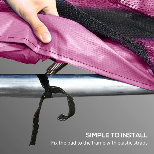 SPORTNOW 10FT Trampoline Spring Cover, Plastic Trampoline Pad Replacement with Elastic Cord, Waterproof, UV Resistant and Tear-Resistant, Pink
