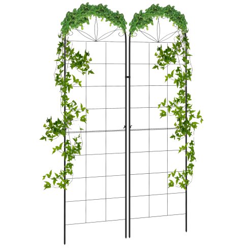 Outsunny Set of 2 Garden Trellis, Metal Trellis for Climbing Plants Support Frames, 50 x 180cm, Grid Design