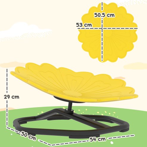 AIYAPLAY Kids Spinning Chair for Autism, Sensory Swivel Chair for ADHD Children, Flower Shaped Sit and Spin Wobble Chair with Metal Base & Non-Slip, Sensory Balance Toy for 3-8 Years Old, Yellow