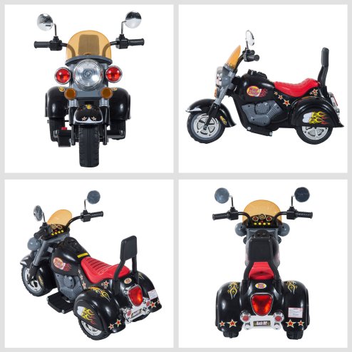 HOMCOM Kids Electric Motorbike 6V Children Ride On Motorcycle Battery Powered Toy w/ Lights Sound for 3-6 Years Old Black