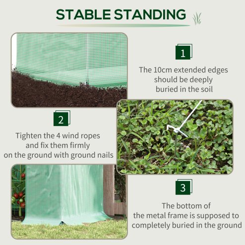 Outsunny Tomato Greenhouse Walk-in Garden Greenhouse with Pent Roof, Roll-up Door, Mesh Window for Plants Flowers Herbs Grow, 200 x 76 x 168 cm, Green