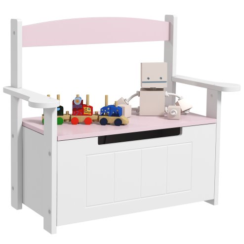 AIYAPLAY Toy Box, 2 in 1 Toy Storage Chest Kids with Lid, Large Toy Storage Organiser Bench for Bedroom, Nursery, Playroom, Pink