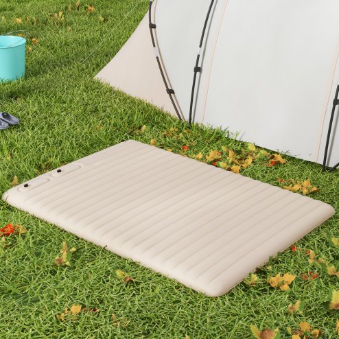Outsunny Double Air Bed with Foot Pump and Carry Bag, Inflatable Mattress for Guest, Camping, Travel, 195 x 140 x 10cm, White