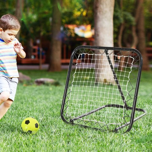 HOMCOM Angle Adjustable Rebounder Net Goal Training Set Suitable For Football, Baseball, Basketball Daily Training Black - 78L x 84W x 65-75H cm